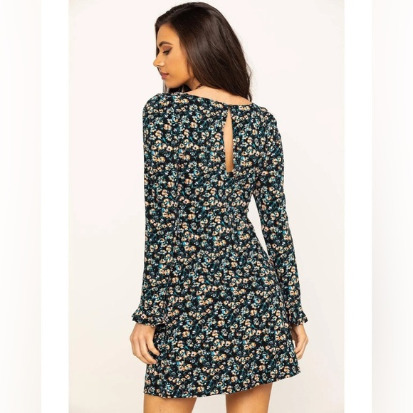 Free People women’s Say hello Floral Long Sleeve mini Dress size SP - Picture 4 of 16